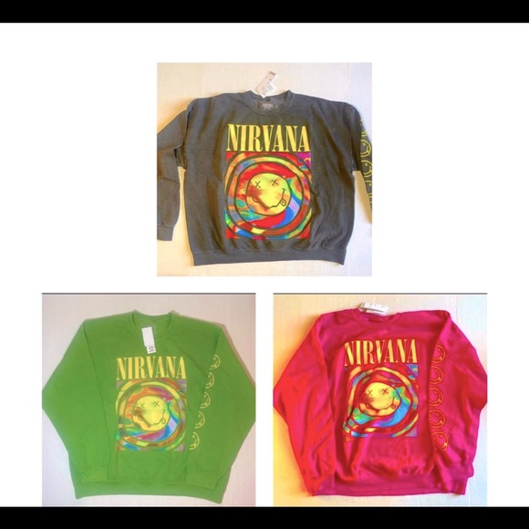 U. O. PINK NIRVANA CREW SWEATSHIRT BNWT S/M OVERSIZED fits To L/XL SHIPS QUICK! - Picture 14 of 14